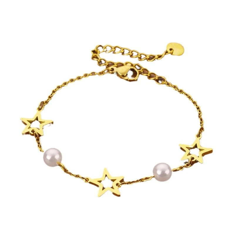 Pulseira feminina Xingyue de aço titânio com pérola de zircônia Design exclusivo Joia para mulher Sofisticação e elegância Acessório charmoso. — foto 1