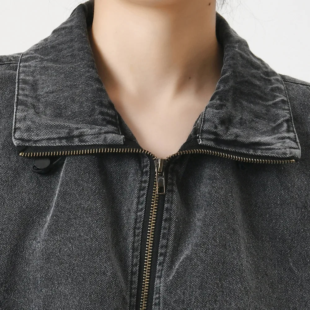 Jaqueta jeans feminina de bolso grande, conjunto de duas peças para indústria pesada, resistente e estilosa para trabalho. — foto 19