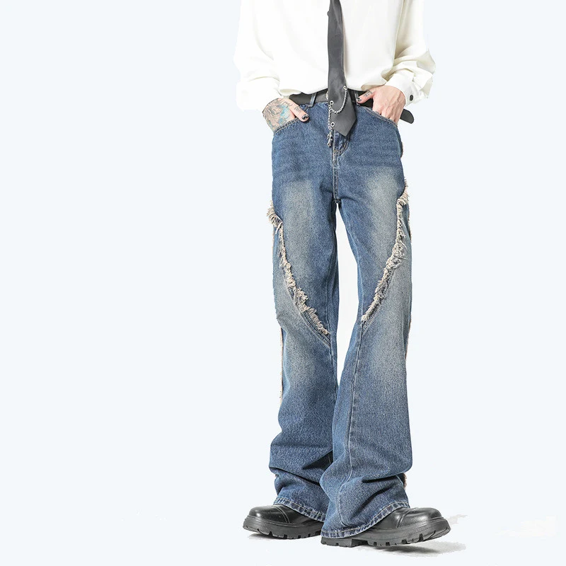 Title 2, Washed and Worn Casual Loose Straight Jeans off...