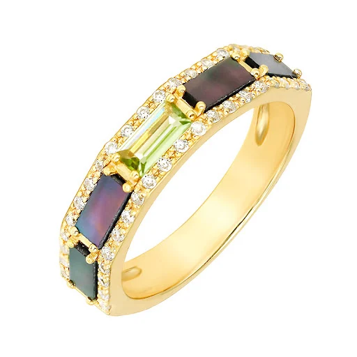 Title 4, Anel Pantera Verde Oliva Ouro 14K S925 Estilo R...