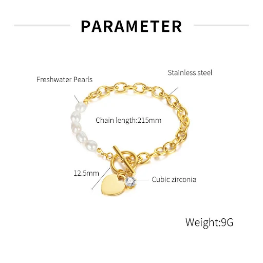 Title 1, Zoetwater parel armband met gestikte ketting, r...