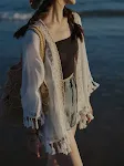 Ethnic Embroidery Sun Protection Shirt Beach Baggy Coat Stay stylish and protected from the sun. Perfect for the beach, — photo 8