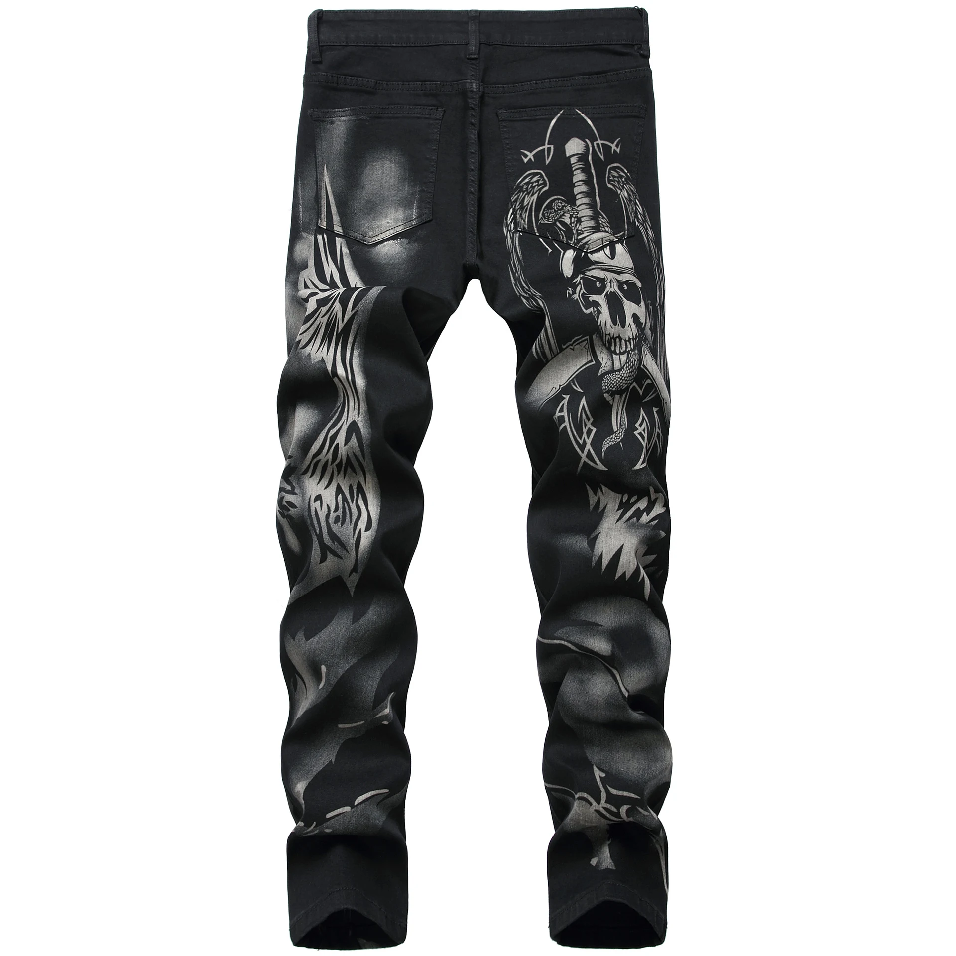 Title 6, Heren jeans stretch slim fit zwart bedrukt Broe...