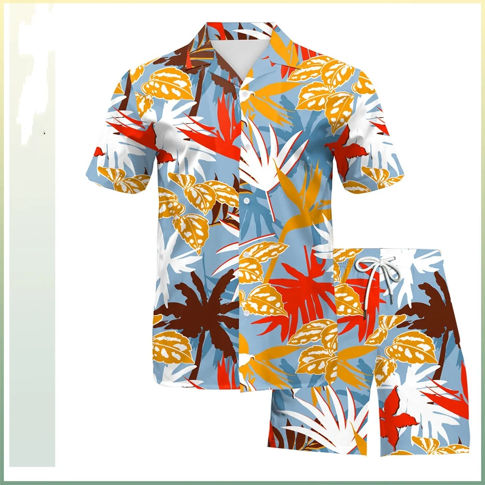Completo uomo da spiaggia con stampa digitale, shorts e camicia, interno in mesh. Perfetto per l'estate, comodo ed elegante. — foto 8