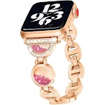 Pulseira de relógio fashion com efeito areia movediça, anel de diamante e metal. Design moderno e elegante para um visual sofisticado. Combine com seu relógio! — foto 14