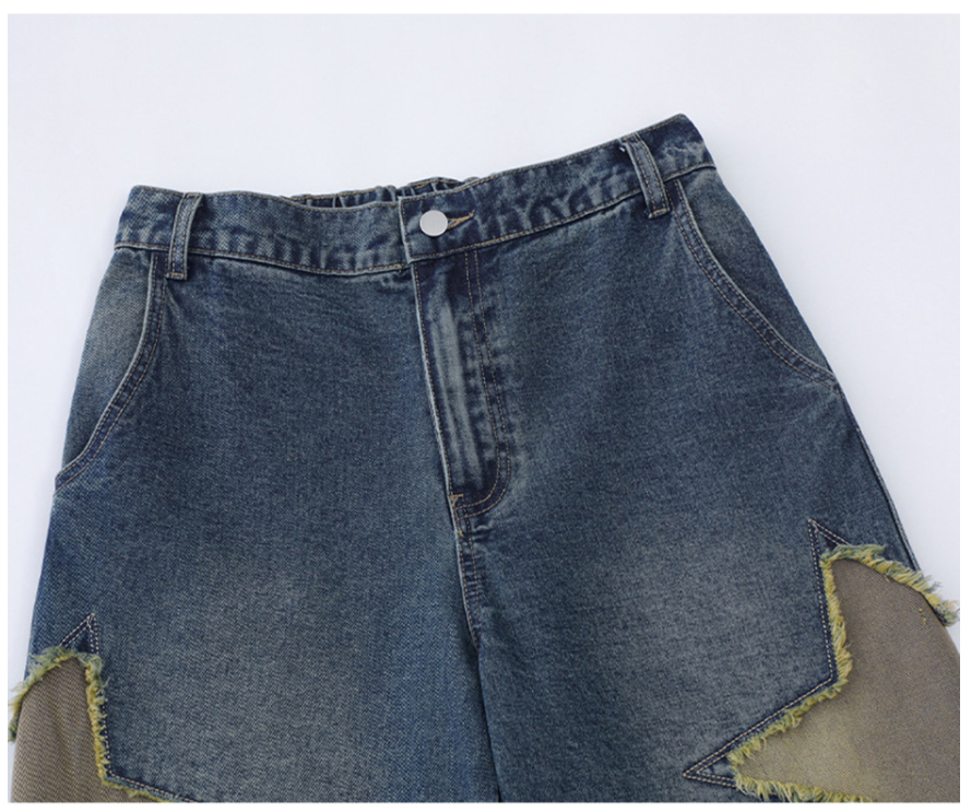 Title 9, Jeans da uomo vintage con toppe a stella, un lo...