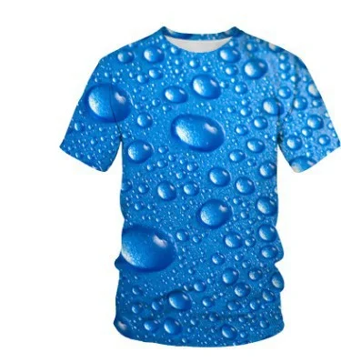 T-shirt 3D homme Raindrop Liquid Print, manches courtes tendance. Mode masculine, design moderne et respirant pour un style unique et frais. — photo 5