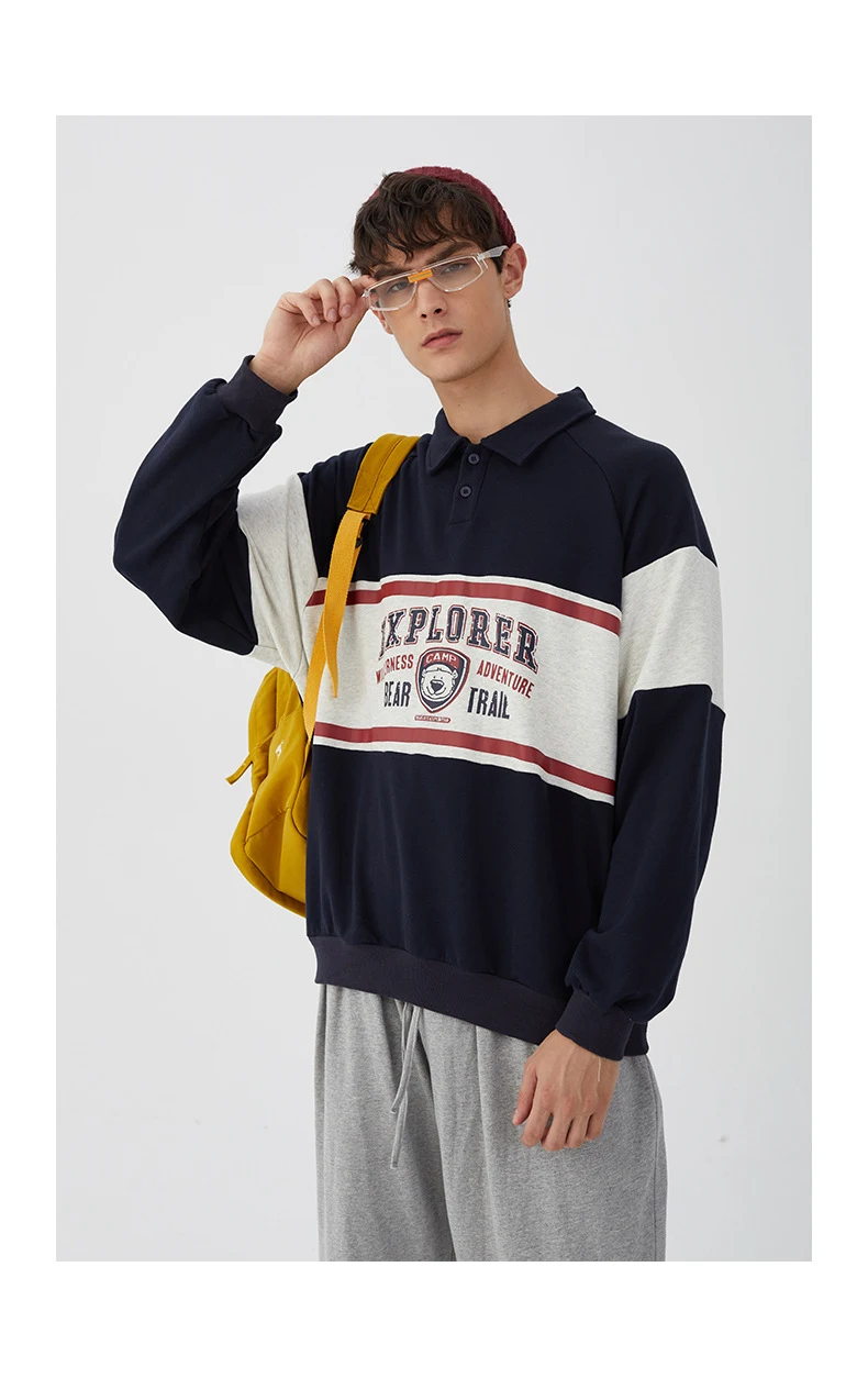 Title 10, College losse sweatshirt met polokraag voor kop...