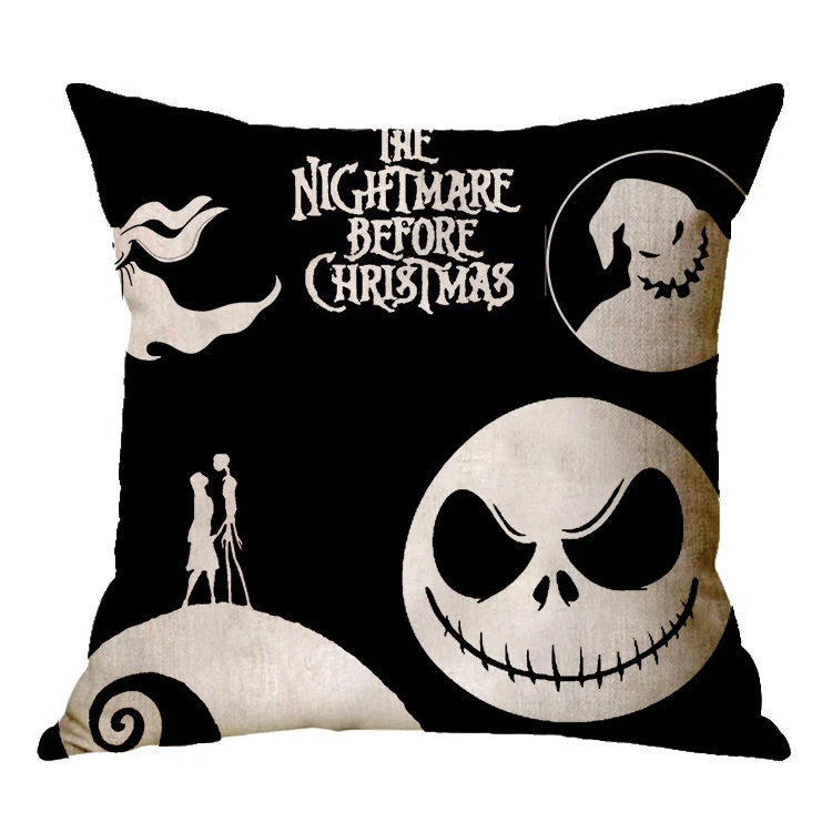 Capa de almofada de linho com estampa de caveira para Halloween, ideal para uma decoração assustadora e elegante em casa. — foto 25