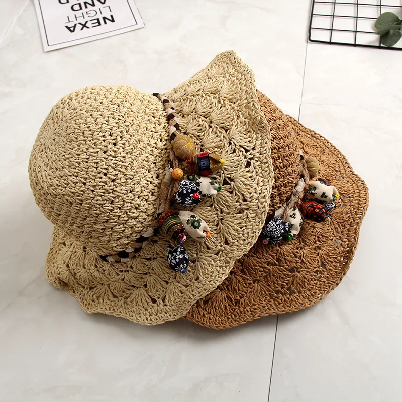Title 4, New Crochet Straw Hat Hollow Scalloped Sunshade