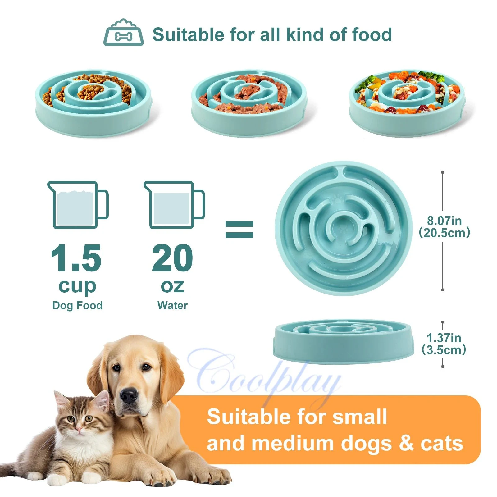 Title 3, Pet Dog Slow Feeder Bowl Non Slip Anti Gulping ...