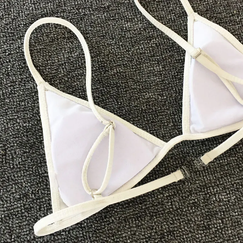 Title 8, Solid color sling pit strip two-piece swimsuit....