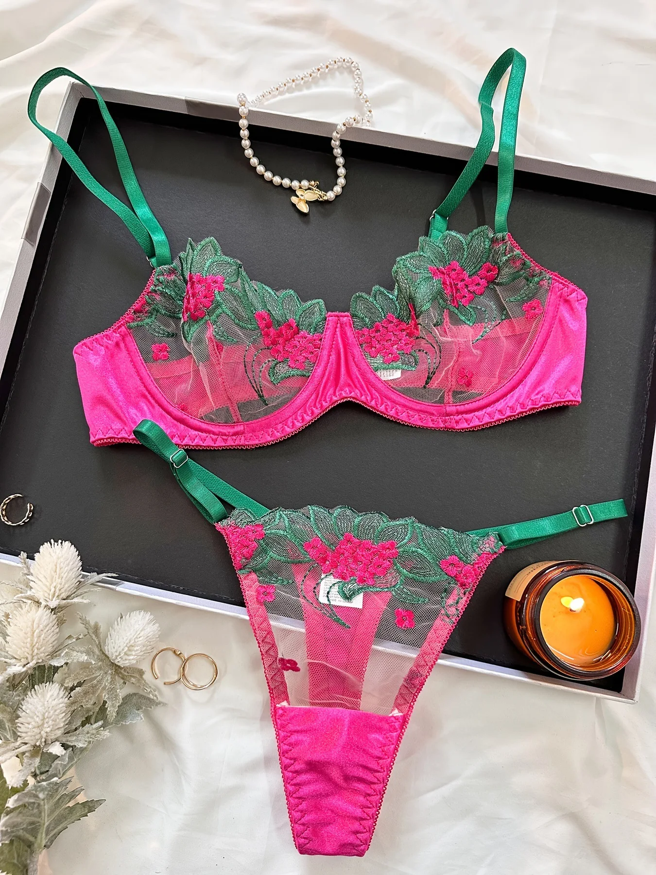 Valentine's Day Multi-color Hot Mesh Embroidery See-through Lingerie for a seductive and unforgettable night — photo 23