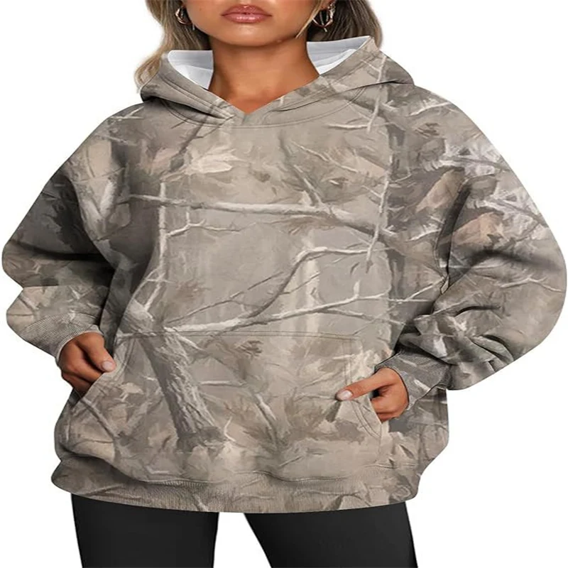 Title 5, Dames camouflage hoodie met esdoornblad print, ...