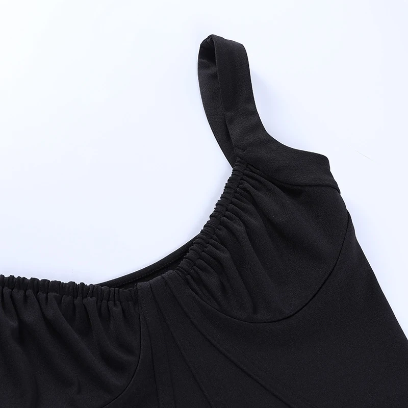Title 7, Pure Color Slim Line Waist Revealing Chest Stit...