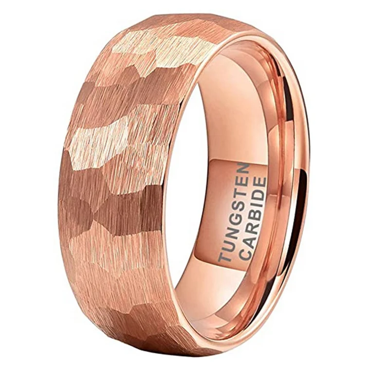 Anel masculino de aço tungstênio com padrão martelado, tamanhos 6 a 13. Resistente, elegante e ideal para uso diário e ocasiões especiais. — foto 3