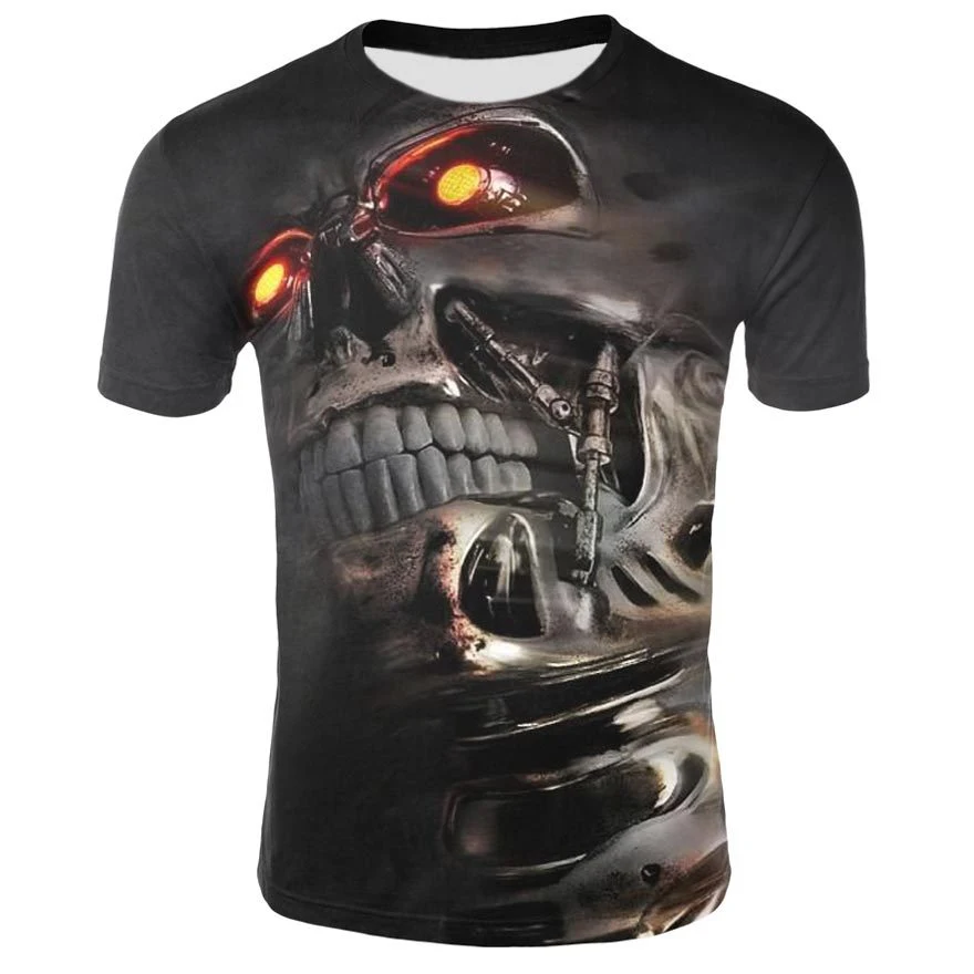 Short Sleeve Summer Print Skull Youth Sports White Hedging — photo 2