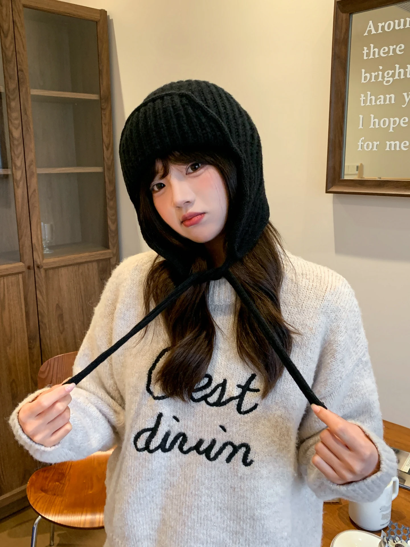 Title 6, Casual And Sweet Cute Earflaps Warm Knitted Hat...
