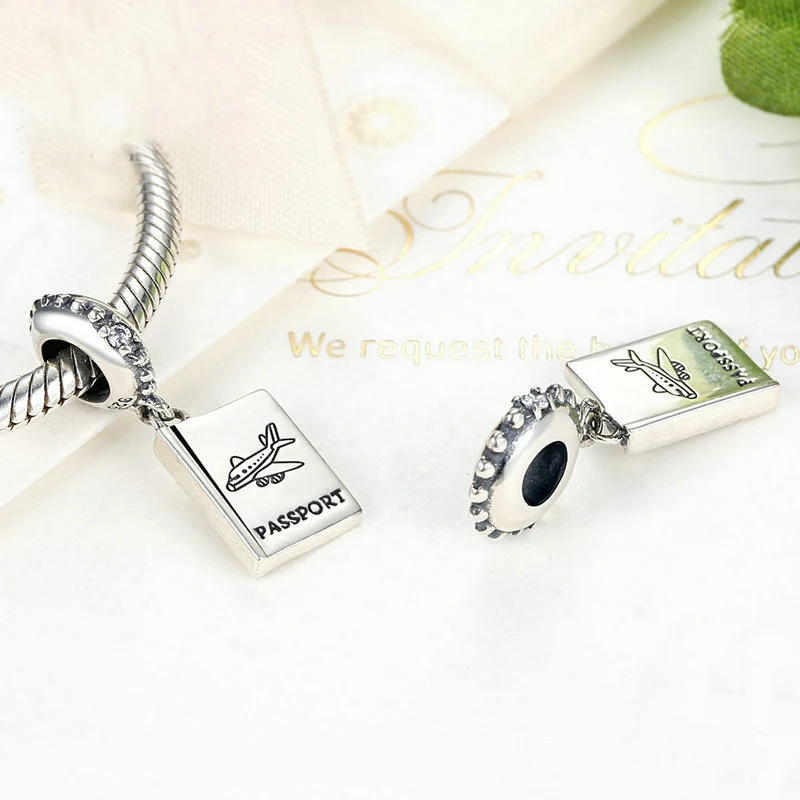 S925 Silver Aircraft Bracelet Charm Silver Beads — foto 3
