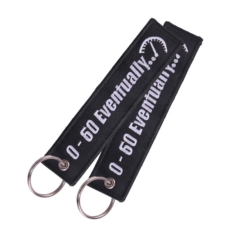 Chaveiro de Motocicleta Personalizado Fundo Preto Bordado Branco 0-60 Eventualmente. Exclusivo para Motociclistas — foto 7