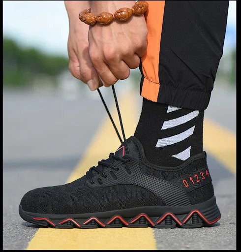 Title 14, Flying woven mid-top labor protection shoes. Co...