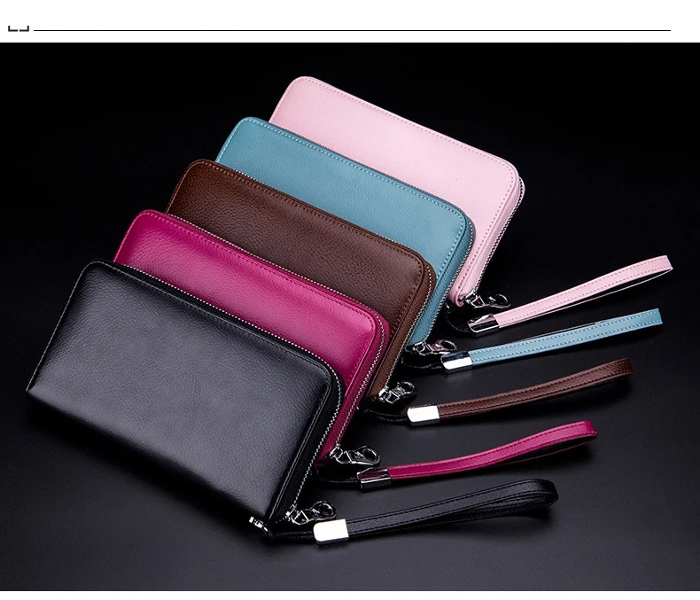 Title 4, Leather long wallet men clutch bag with zipper....