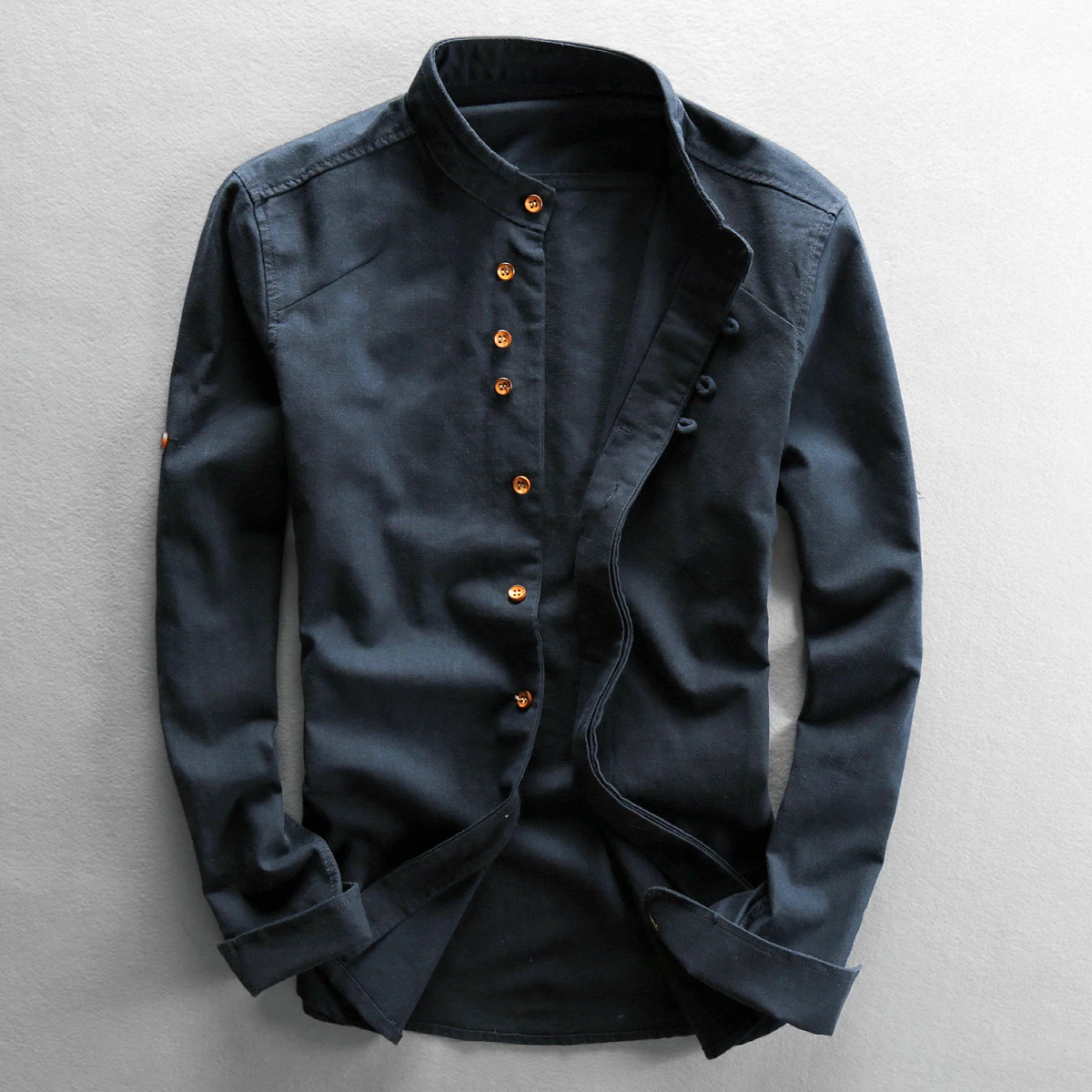 Men's Casual Linen Shirt Chinese Style Stand Collar, offering breathable comfort and a sophisticated look, ideal for war — photo 8