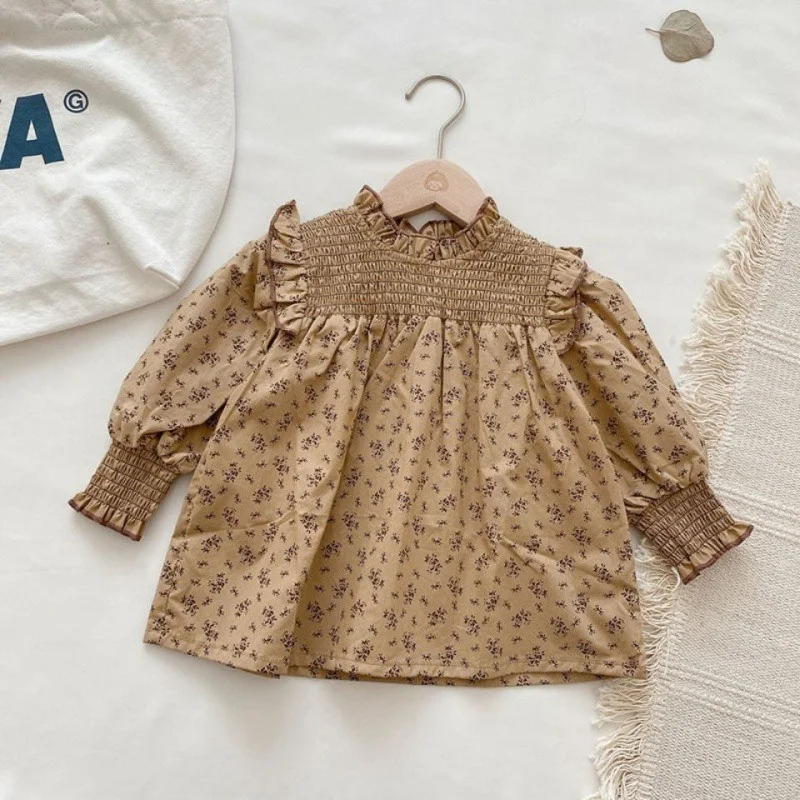 Vestito bambina floreale a maniche lunghe per bambole, foderato con funghi, per giochi creativi e un look speciale. — foto 3