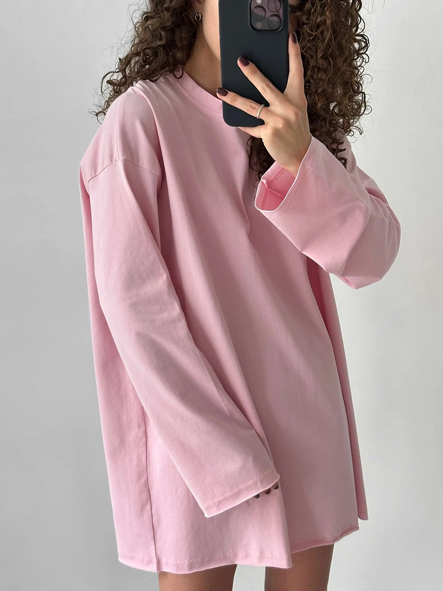 Camiseta Algodão Gola Redonda Manga Longa Solta Estilo Europeu Americano Conforto e Versatilidade Para o Seu Dia a Dia — foto 3