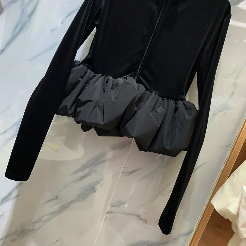 Star Same Retro Slim Ombro Pad Veludo Bubble Bud Camiseta Feminina — foto 3