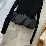 Star Same Retro Slim Ombro Pad Veludo Bubble Bud Camiseta Feminina — foto 3
