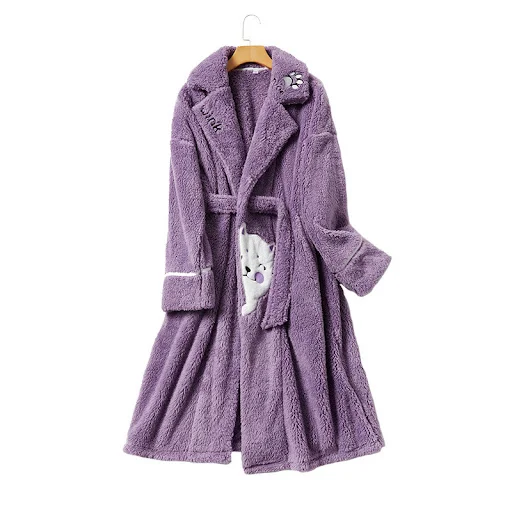Title 7, Thick Coral Fleece Ladies Nightgown Mid Length ...