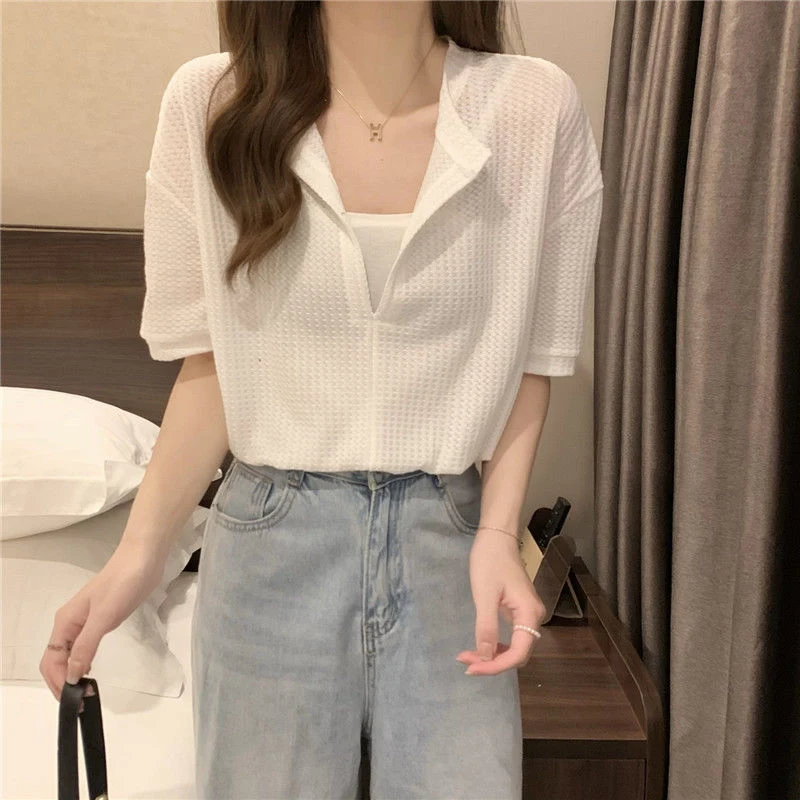 Title 2, Womens V Neck Short Sleeved T Shirt Loose Tops...