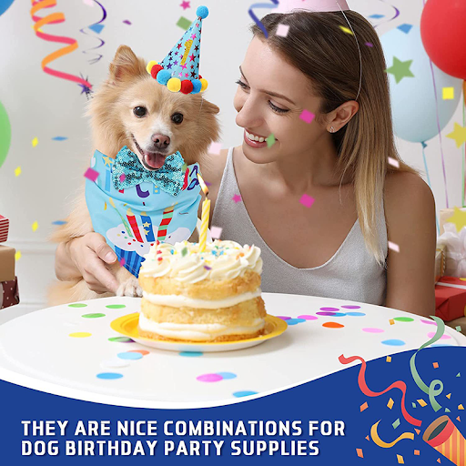 Dog Birthday Party Supplies with Dog Birthday Bandana Boy Girl Hat Scarf Birthday Banner Balloons and Bow Tie for Dog Bi — photo 2