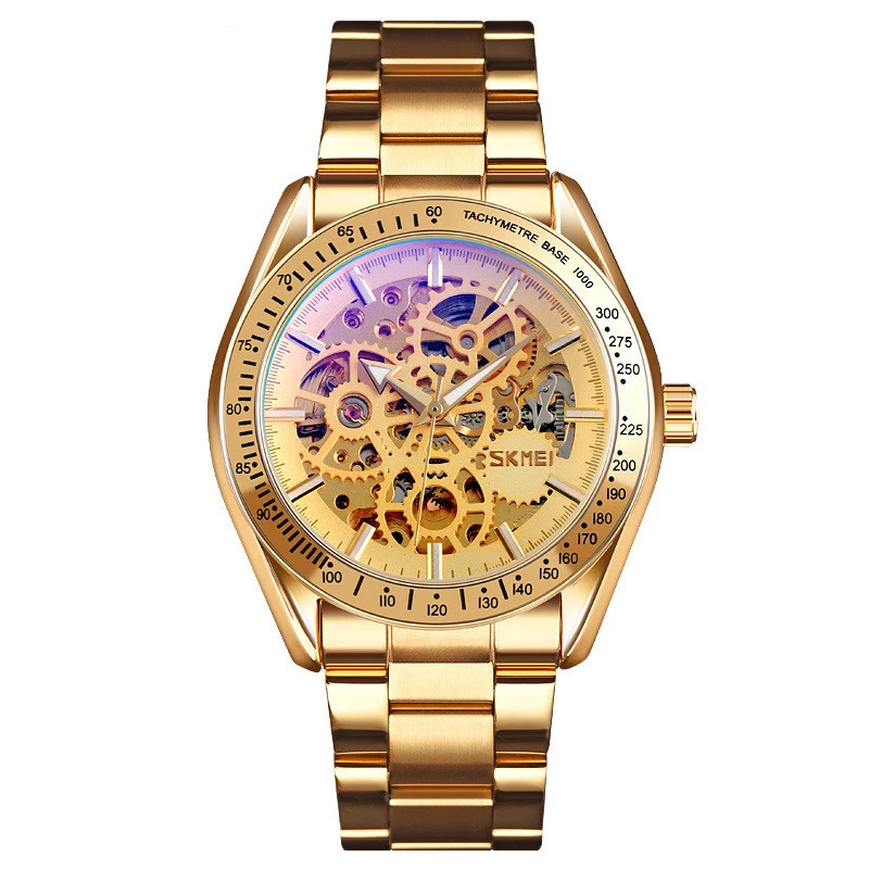 Relógio de pulso masculino dourado com pulseira de aço, elegante e resistente, para homens de negócios. Ideal para uso profissional e social. — foto 10