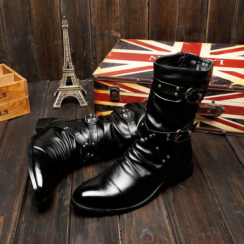 Women's fashion studded Martin boots for a stylish look. Durable and comfortable boots, perfect for urban outfits and ad — photo 1