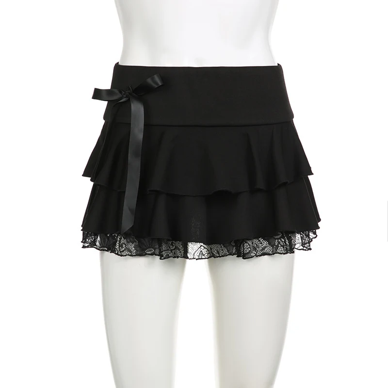 Saia feminina com laço e costura de renda, elegante e feminina. Perfeita para qualquer ocasião, confortável e valoriza a silhueta, um charme. — foto 6