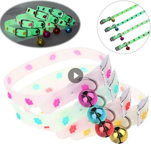 Luminous Cat Necklace Glowing Small Dog Cat Collar Anti-Loss Fluorescent Silicone Cat Bell Collar Neck Ring Pet Cat Acce — photo 1