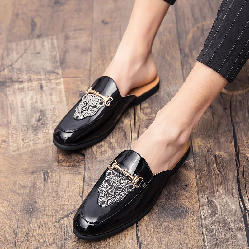 Title 8, Bright Leather Half Slippers Closed Toe Casual ...