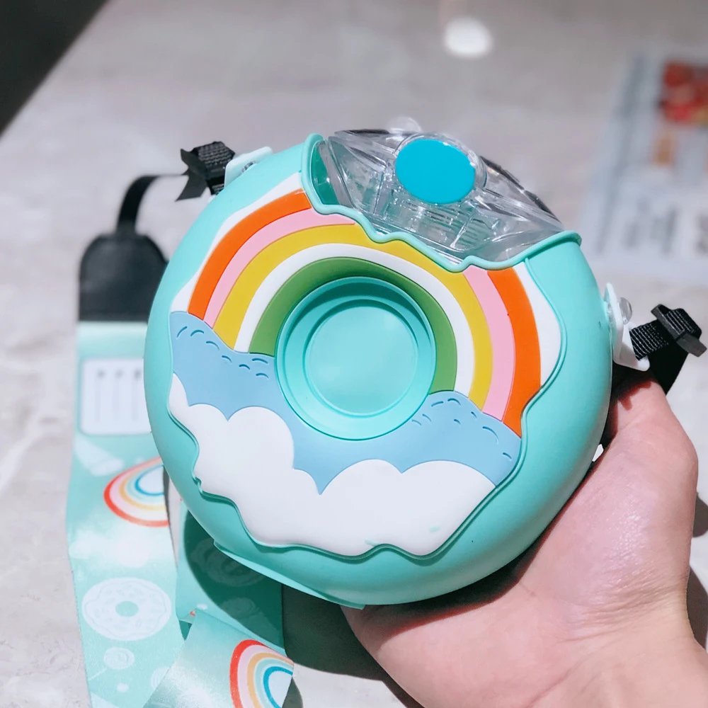 Title 7, Cute Donut Ice Cream Water Bottle With Straw Cr...