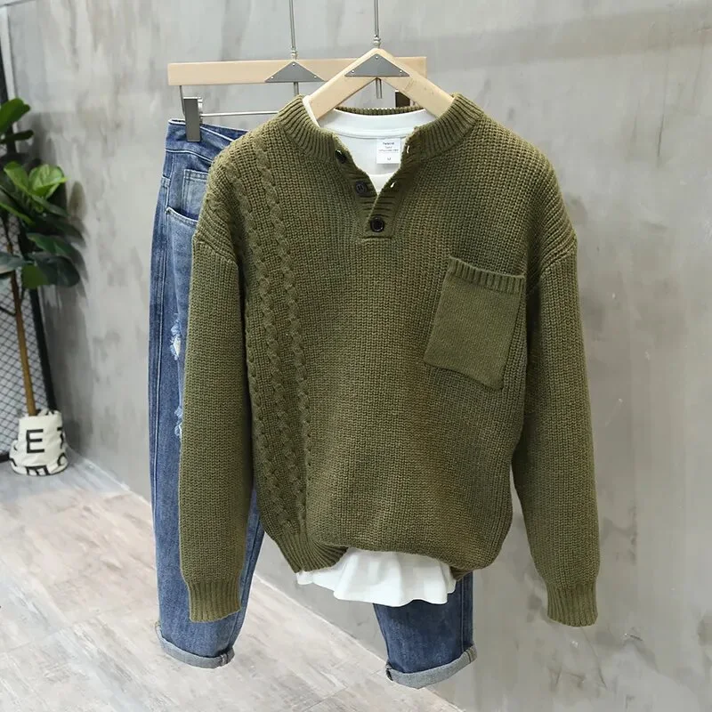 American Style Retro Pullover Men's Fashion Loose Pockets All-match Casual Sweater Comfortable and Versatile for Everyda — photo 2