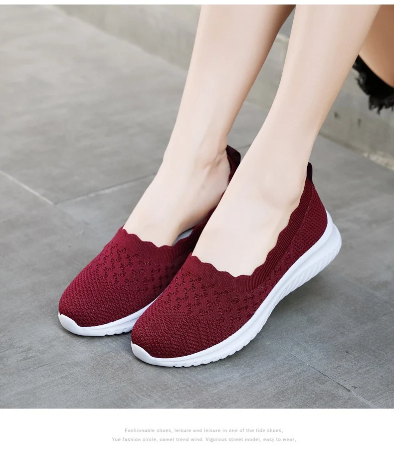 Title 8, Damskie Buty Codzienne Flyknit Mesh Miękka Pode...
