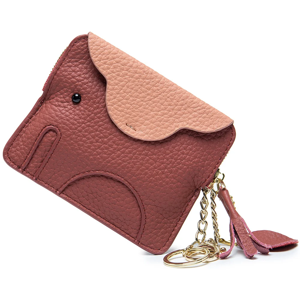 Carteira de moedas de couro genuíno com design de elefante fofo, mini e criativa. Ideal para guardar moedas com charme e originalidade. — foto 7