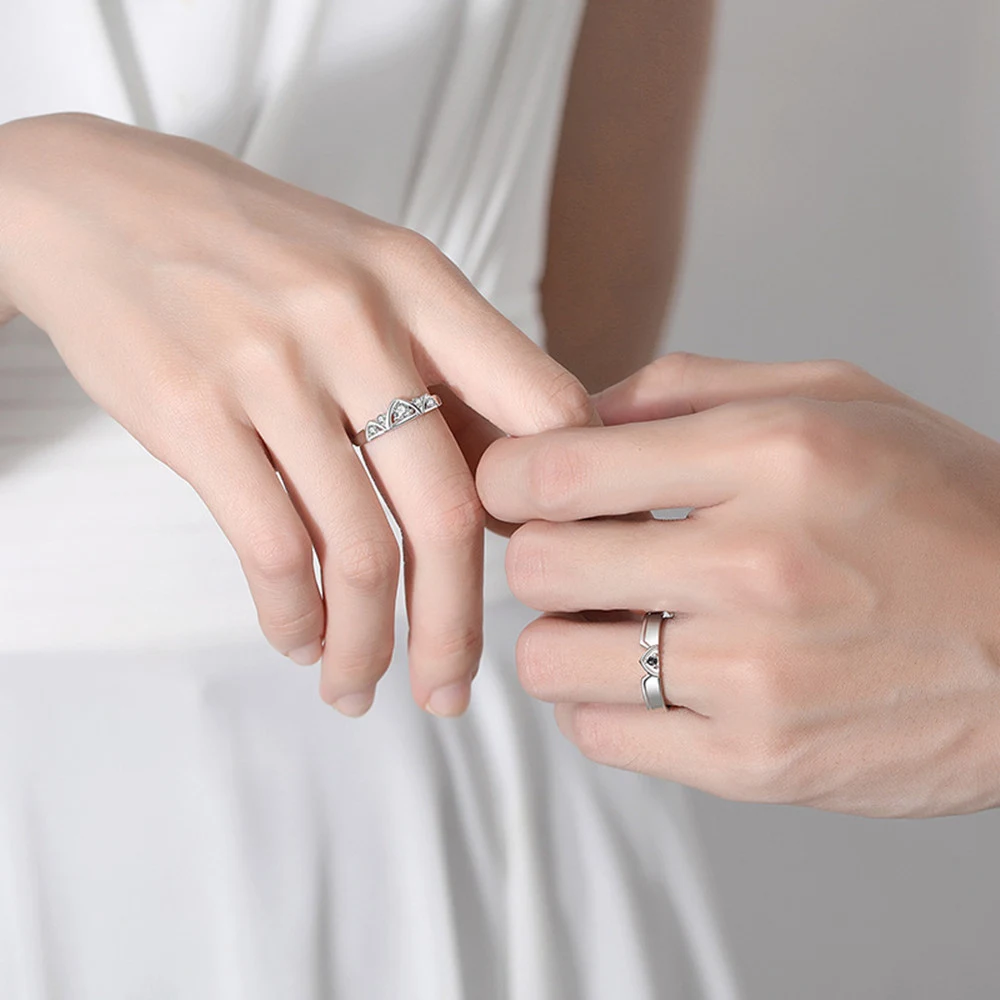 Anéis de casal em prata esterlina para homens e mulheres, moda all match, perfeitos para combinar com qualquer estilo, lindos e elegantes. — foto 5