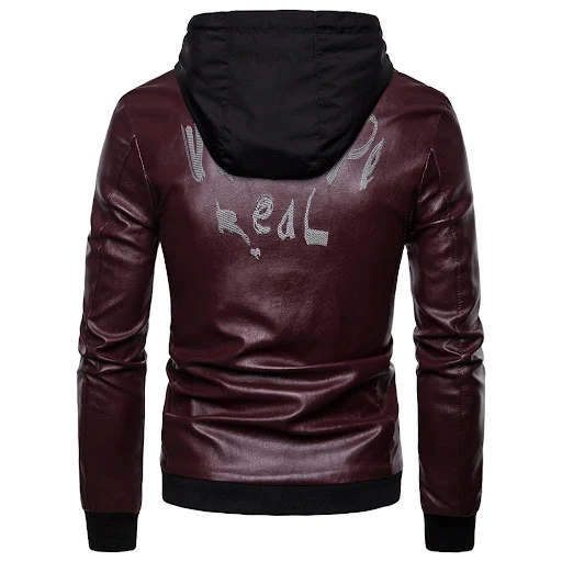 Title 5, Cappotto in pelle con cappuccio da uomo, moda b...