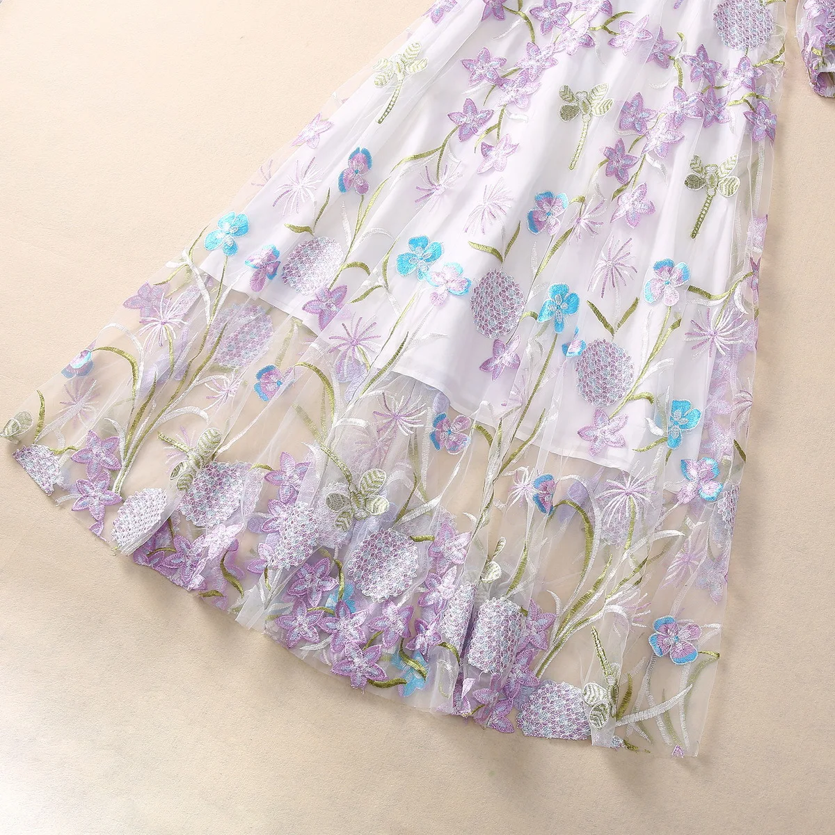 Title 10, Machine Embroidery Flower Dragonfly Mesh Wide H...