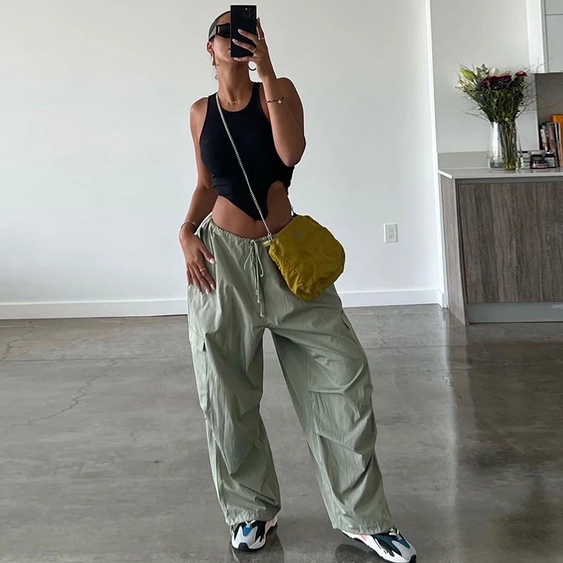 Title 3, Casual Loose Low Waist Drawstring Trousers. Com...
