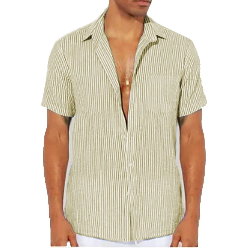 Title 1, Mens Fashion Casual Classic Striped Shirt offe...