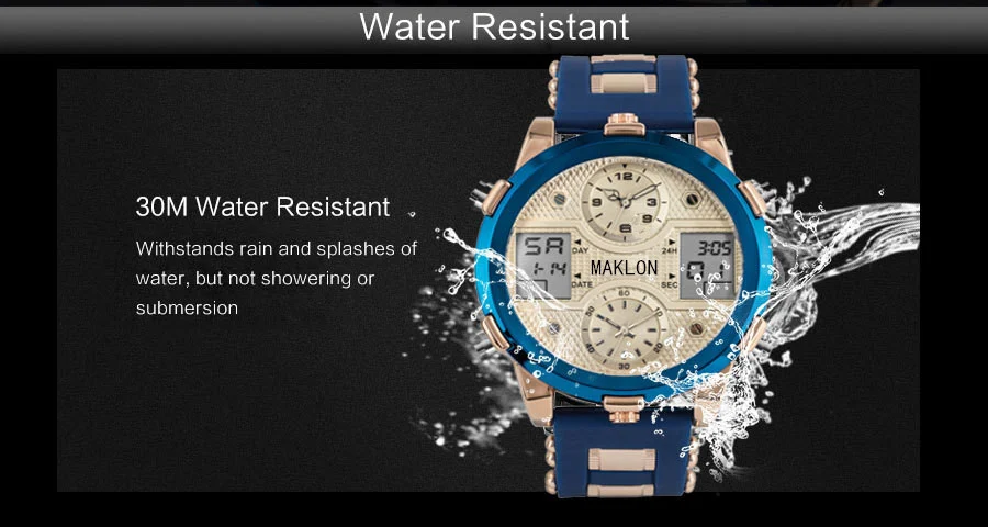Relógio Militar Dial Domineering com Movimento Duplo e Display Duplo Luminoso, Esportivo Multifunções, À Prova D'Água MAKLON. — foto 3