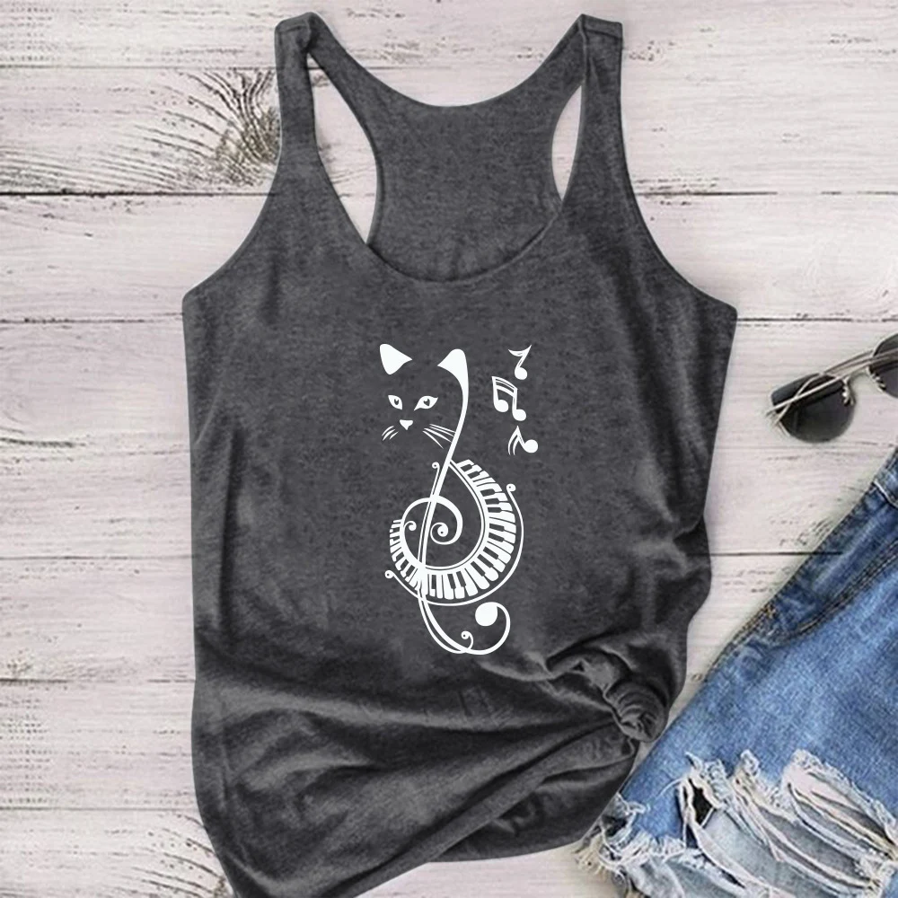 I-shaped Vest Casual Musical Note Cat Print Tank Top Women's Summer Sleeveless Tank Top — photo 9